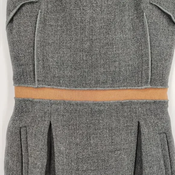 D&G Dolce & Gabbana Wool Silk Sheath Exposed Ruffled Zipper Dress Charcoal IT 38 - Picture 11 of 16